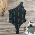 Native Totem Pattern Print One Shoulder Bodysuit
