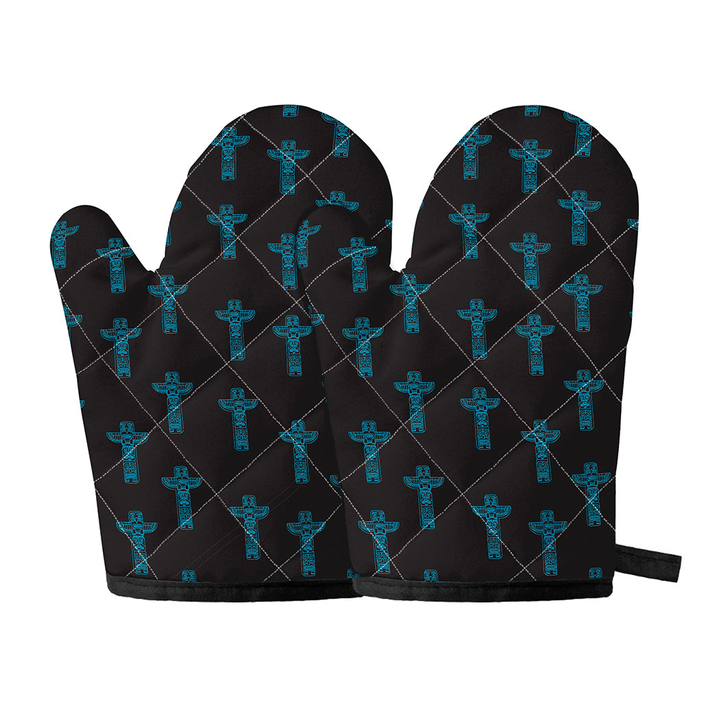 Native Totem Pattern Print Oven Mitts