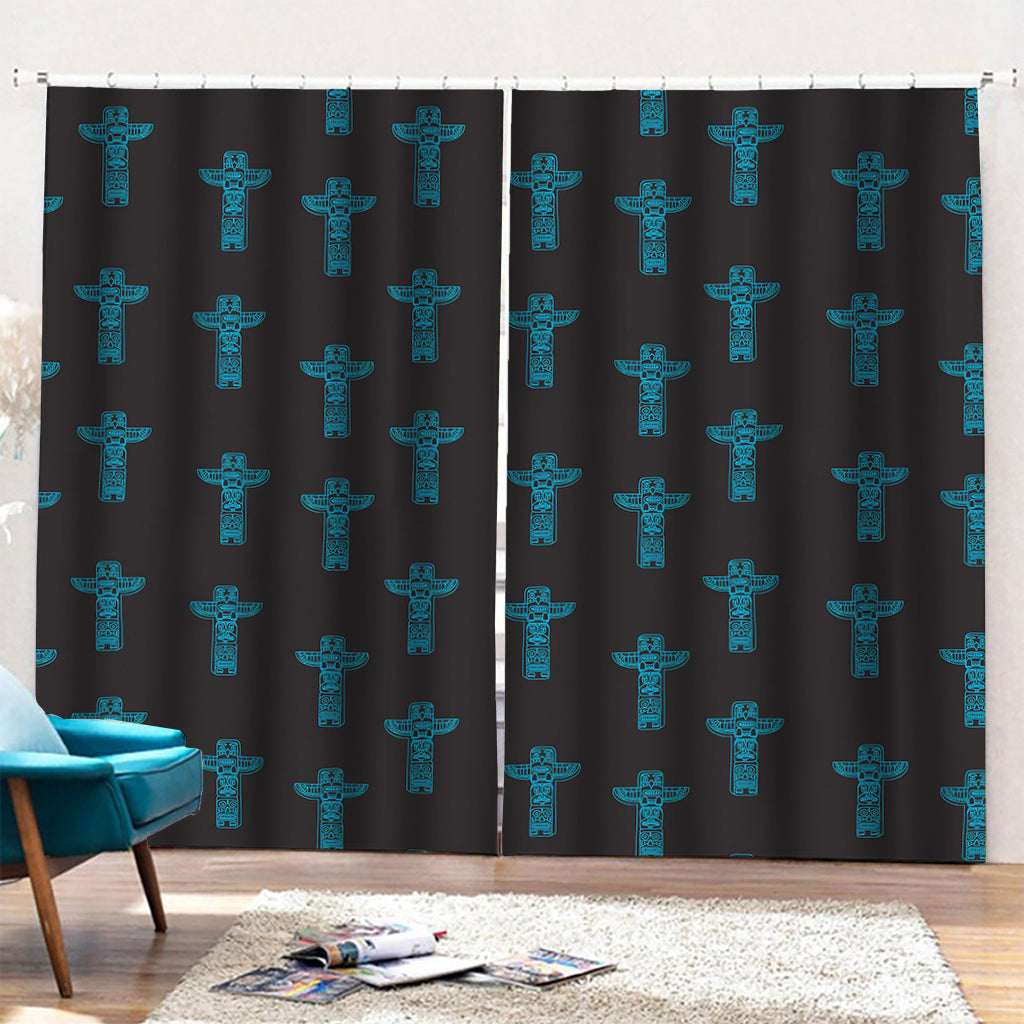 Native Totem Pattern Print Pencil Pleat Curtains
