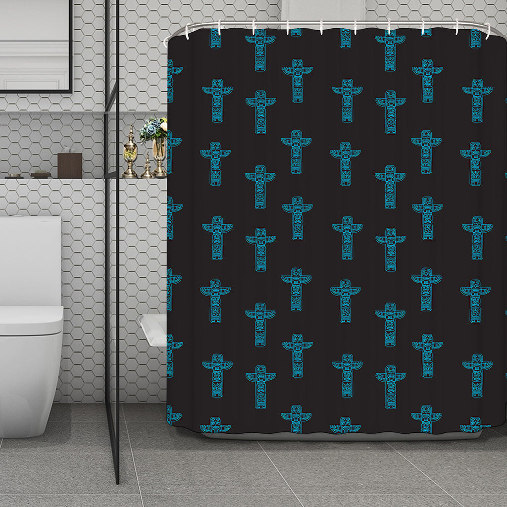 Native Totem Pattern Print Polyester Shower Curtain