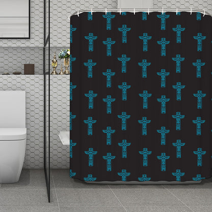 Native Totem Pattern Print Polyester Shower Curtain