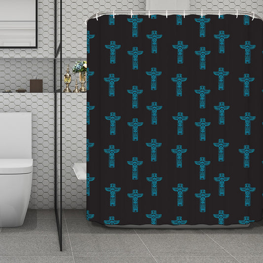 Native Totem Pattern Print Polyester Shower Curtain