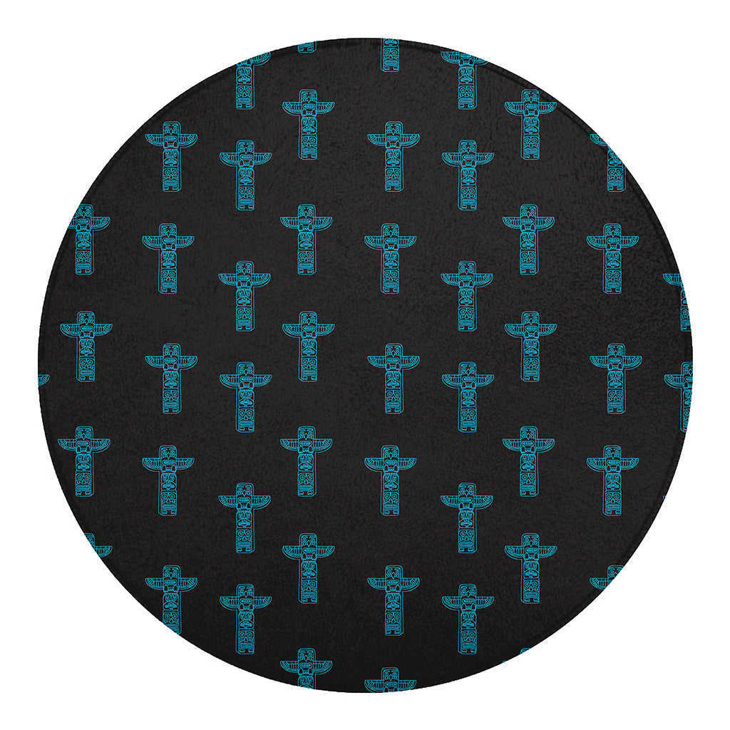 Native Totem Pattern Print Round Blanket