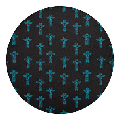 Native Totem Pattern Print Round Blanket