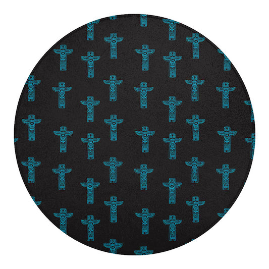 Native Totem Pattern Print Round Blanket