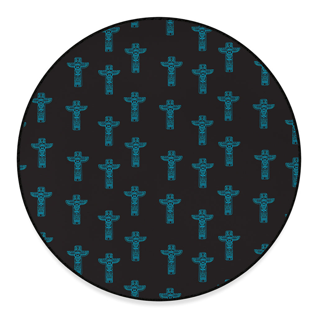 Native Totem Pattern Print Round Floor Mat