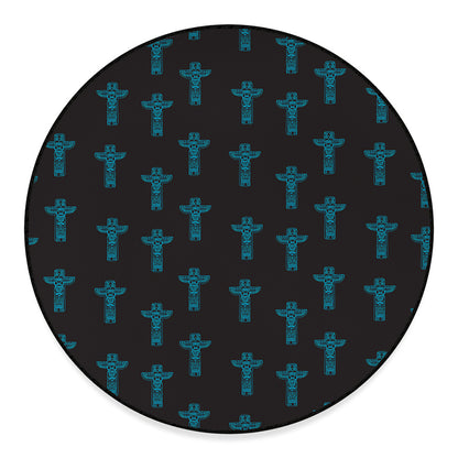 Native Totem Pattern Print Round Floor Mat