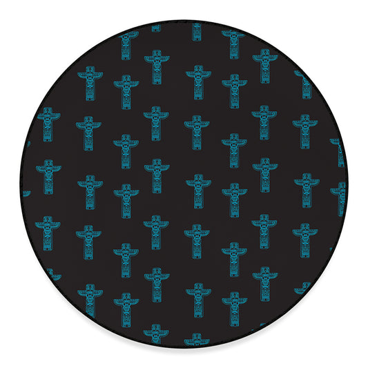 Native Totem Pattern Print Round Floor Mat
