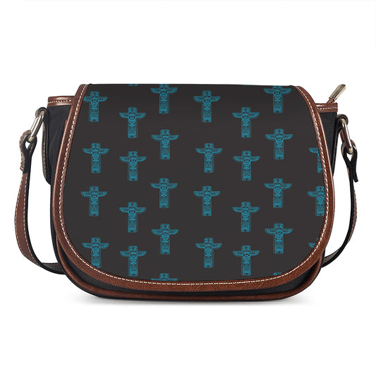 Native Totem Pattern Print Saddle Bag