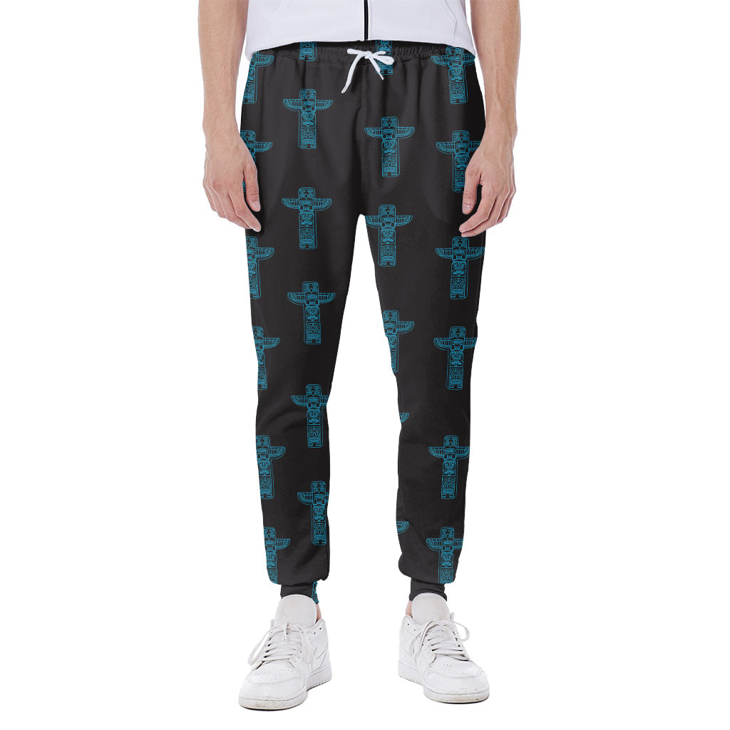 Native Totem Pattern Print Scuba Joggers