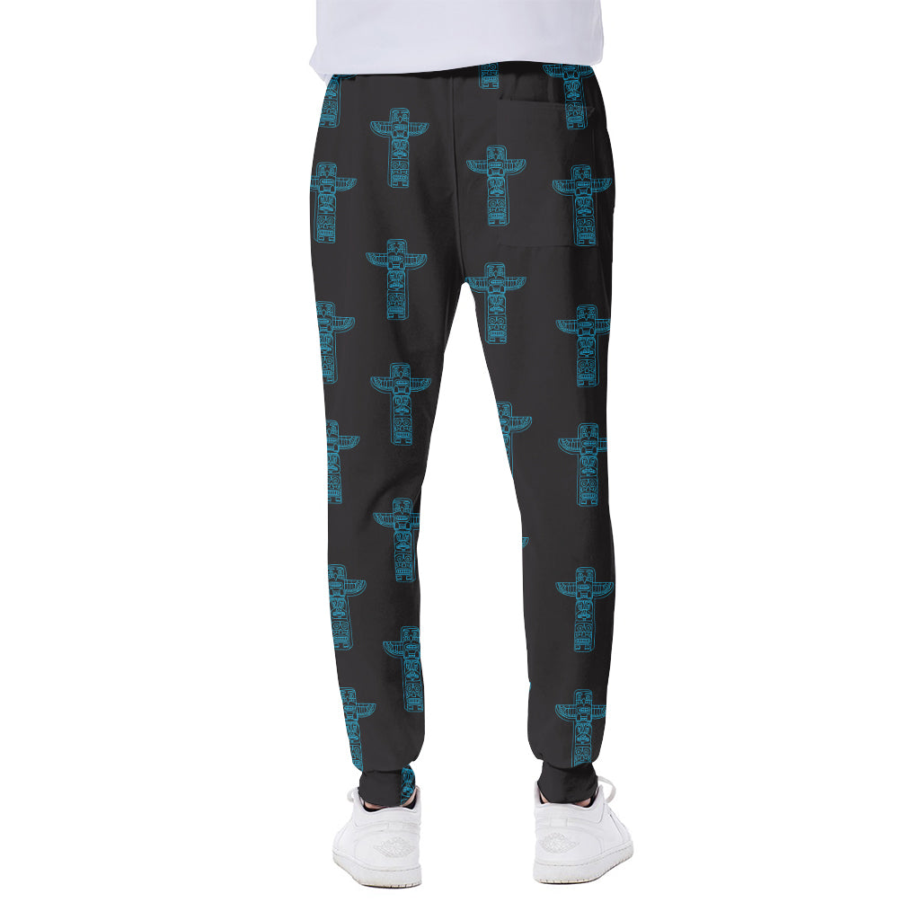 Native Totem Pattern Print Scuba Joggers