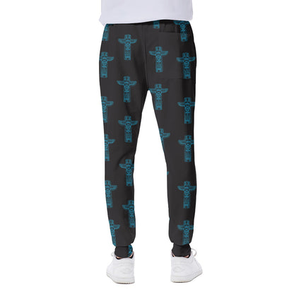Native Totem Pattern Print Scuba Joggers