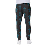 Native Totem Pattern Print Scuba Joggers