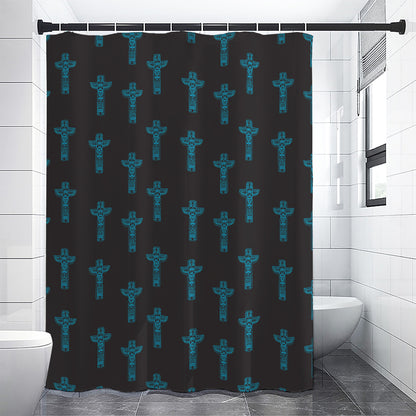 Native Totem Pattern Print Shower Curtain