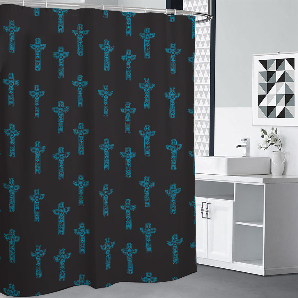 Native Totem Pattern Print Shower Curtain
