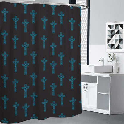 Native Totem Pattern Print Shower Curtain