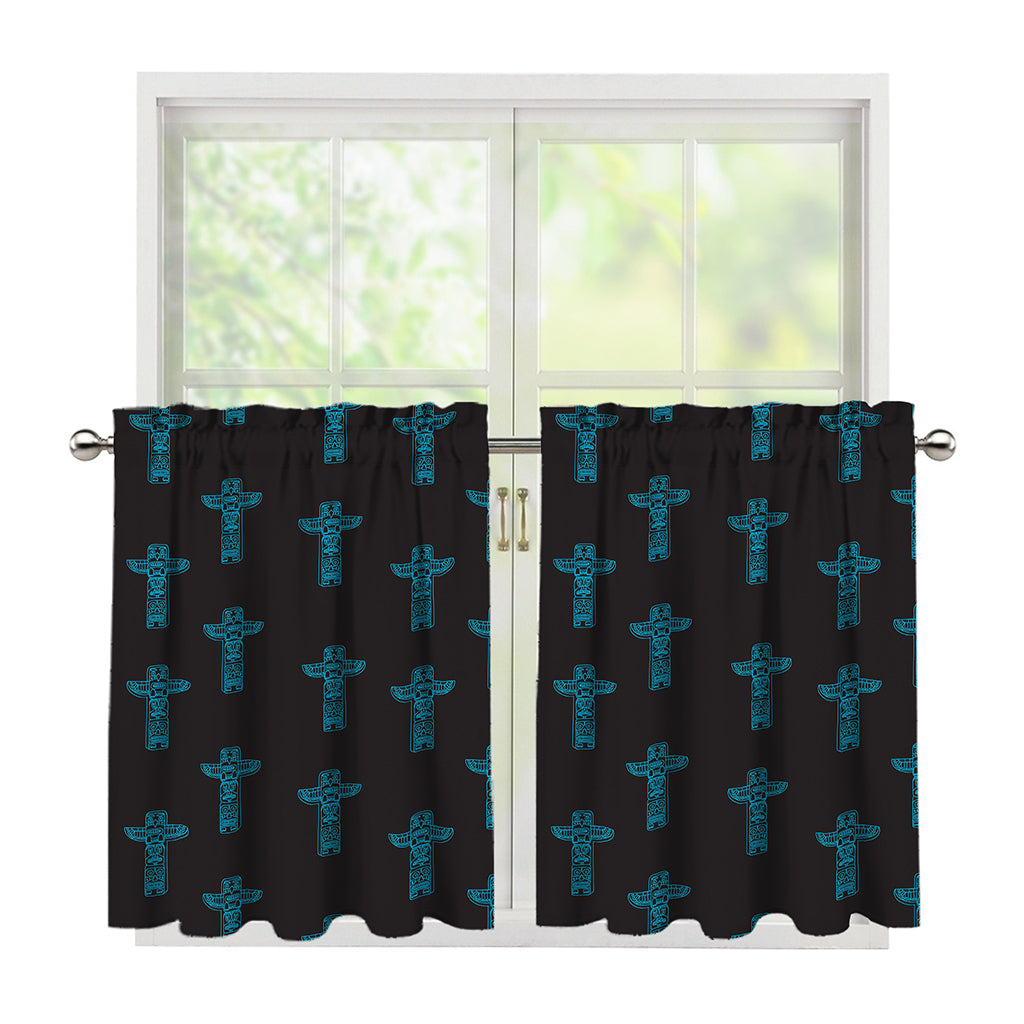 Native Totem Pattern Print Tier Curtains