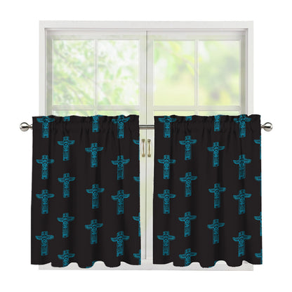 Native Totem Pattern Print Tier Curtains