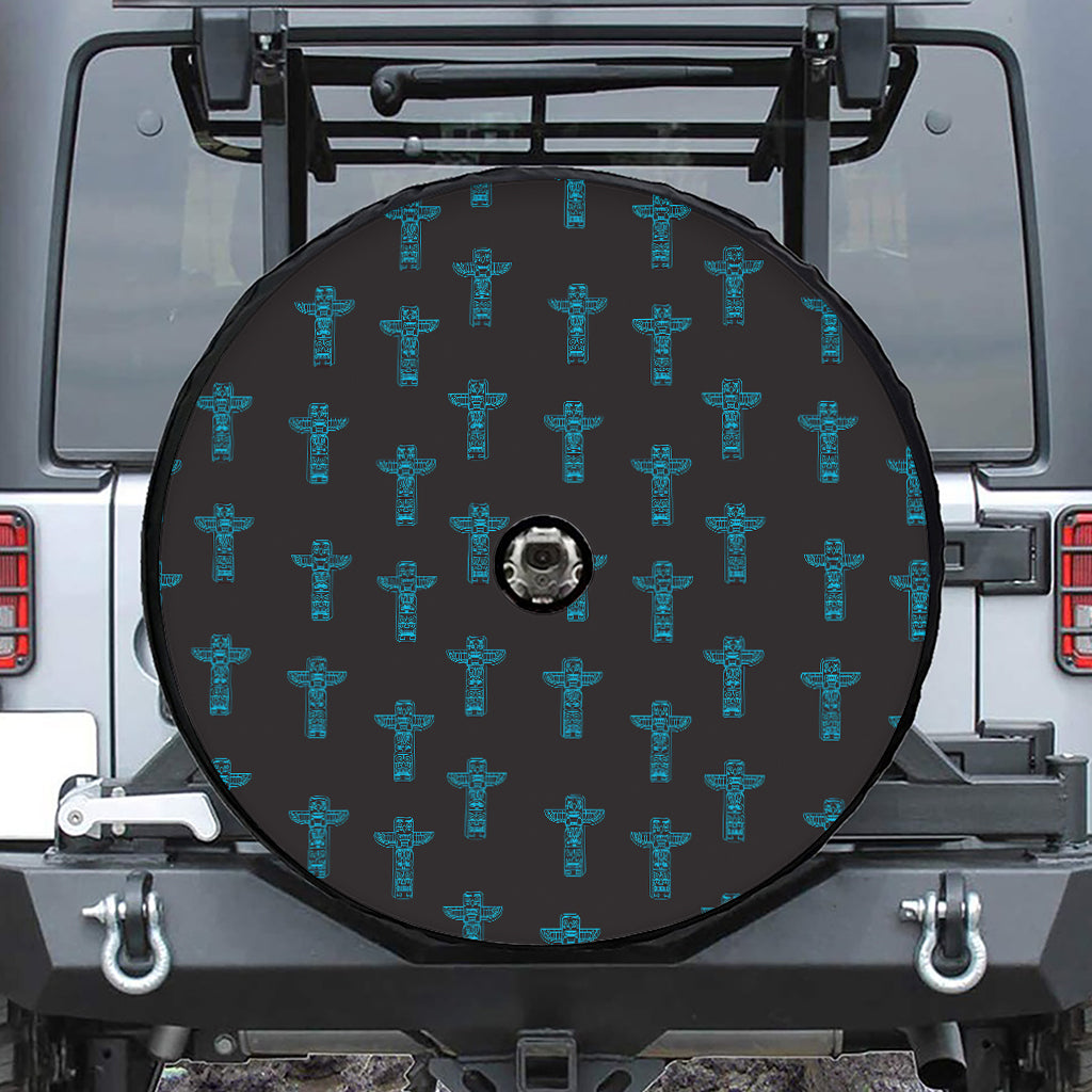 Native Totem Pattern Print Tire Cover With Camera Hole