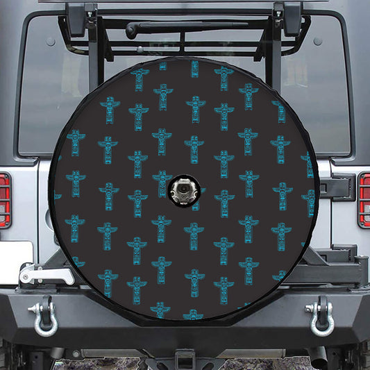 Native Totem Pattern Print Tire Cover With Camera Hole