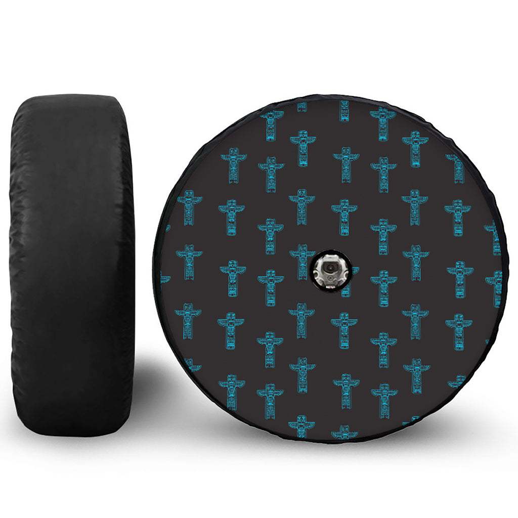 Native Totem Pattern Print Tire Cover With Camera Hole
