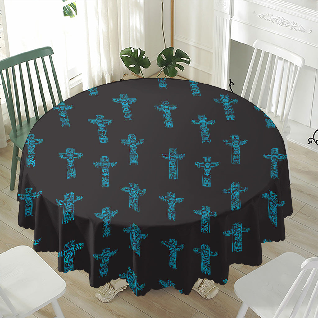 Native Totem Pattern Print Waterproof Round Tablecloth