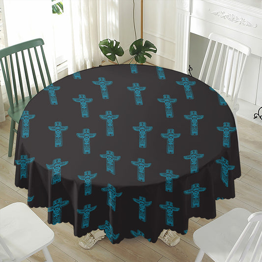 Native Totem Pattern Print Waterproof Round Tablecloth