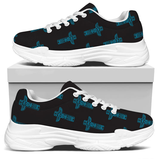 Native Totem Pattern Print White Chunky Shoes
