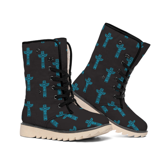Native Totem Pattern Print Winter Boots