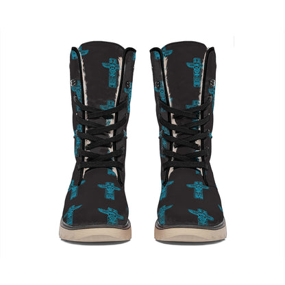 Native Totem Pattern Print Winter Boots