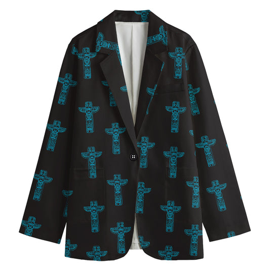Native Totem Pattern Print Women's Blazer