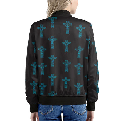 Native Totem Pattern Print Women's Bomber Jacket