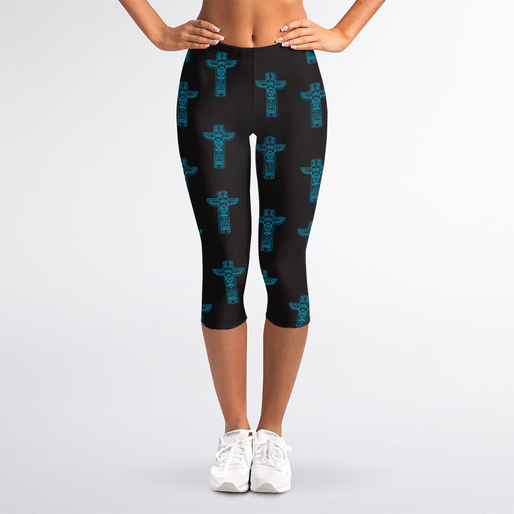 Native Totem Pattern Print Women's Capri Leggings