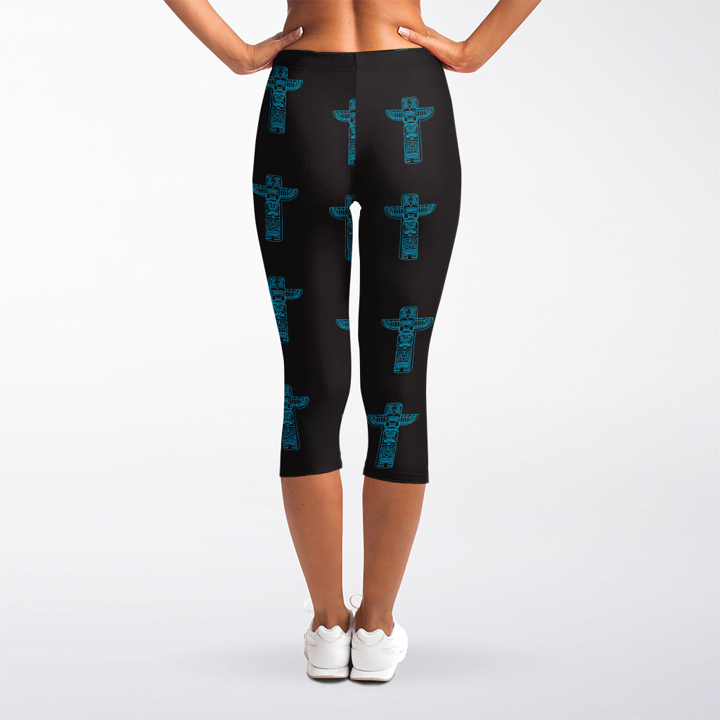 Native Totem Pattern Print Women's Capri Leggings