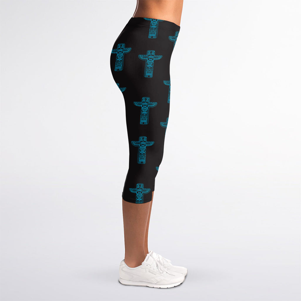 Native Totem Pattern Print Women's Capri Leggings