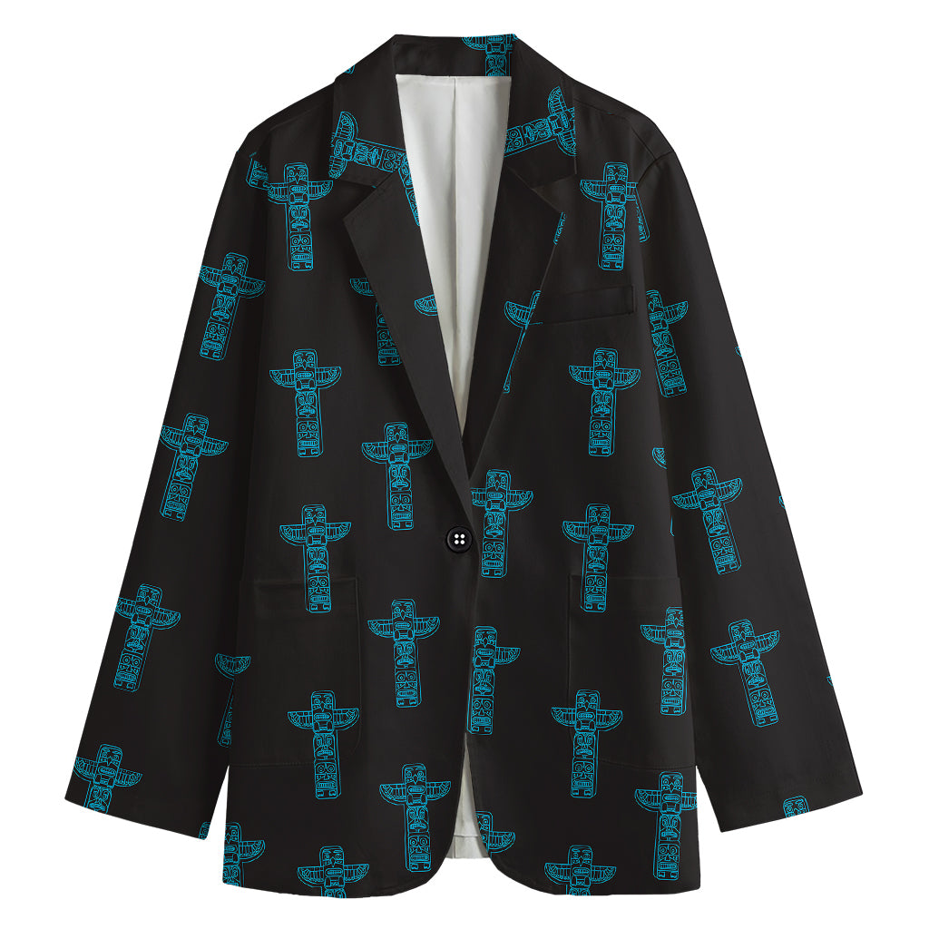 Native Totem Pattern Print Women's Cotton Blazer