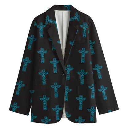 Native Totem Pattern Print Women's Cotton Blazer