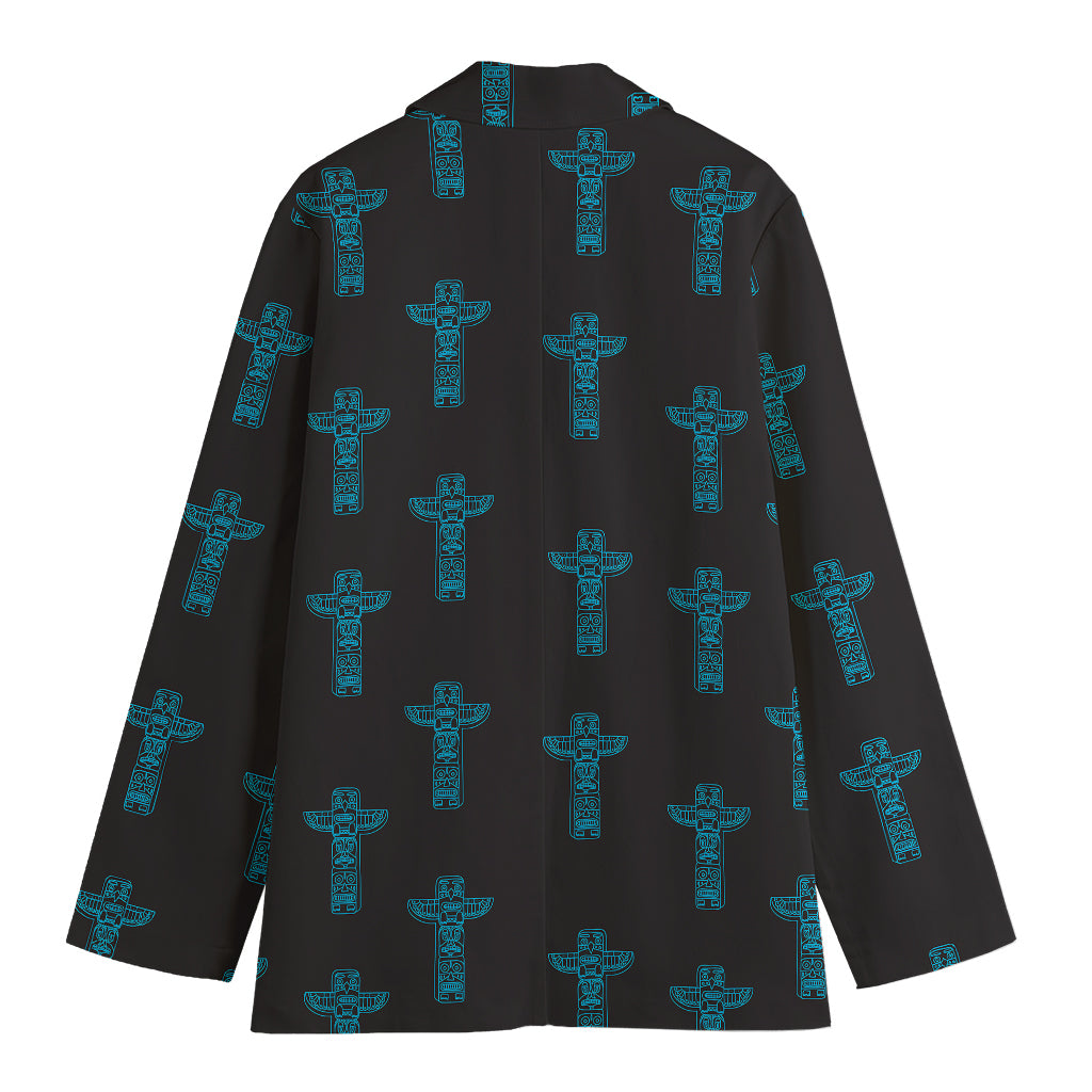 Native Totem Pattern Print Women's Cotton Blazer