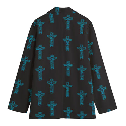 Native Totem Pattern Print Women's Cotton Blazer