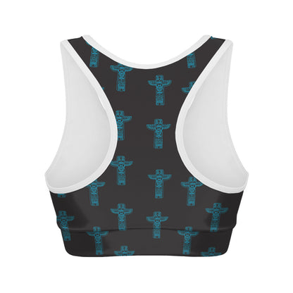Native Totem Pattern Print Women's Sports Bra
