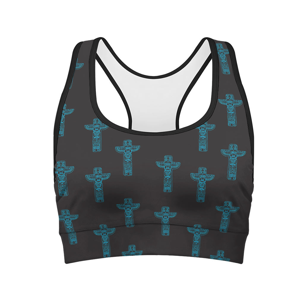 Native Totem Pattern Print Women's Sports Bra