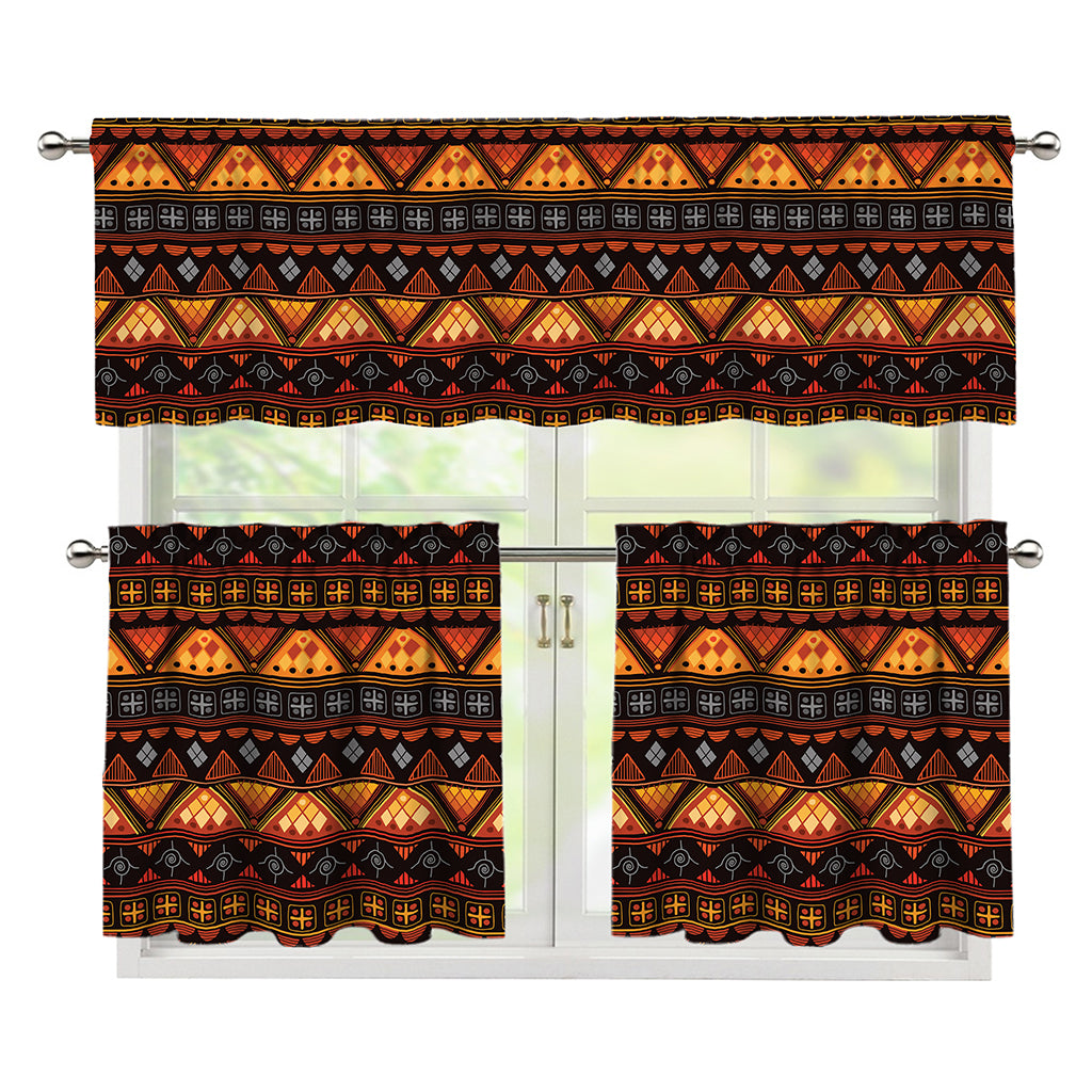 Native Tribal African Pattern Print 3 Piece Kitchen Curtains