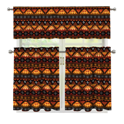 Native Tribal African Pattern Print 3 Piece Kitchen Curtains