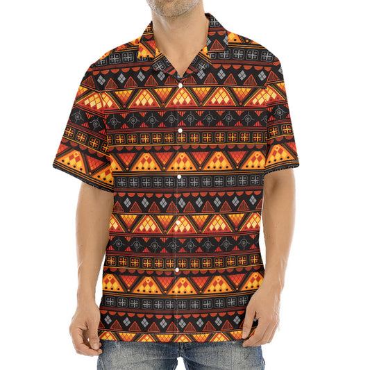 Native Tribal African Pattern Print Aloha Shirt