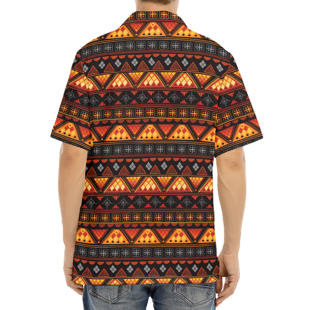 Native Tribal African Pattern Print Aloha Shirt