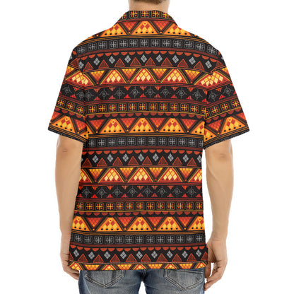 Native Tribal African Pattern Print Aloha Shirt