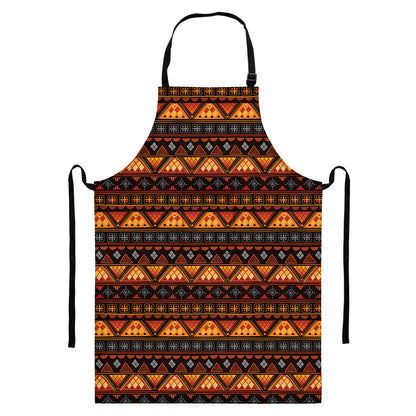 Native Tribal African Pattern Print Bib Apron With Pocket