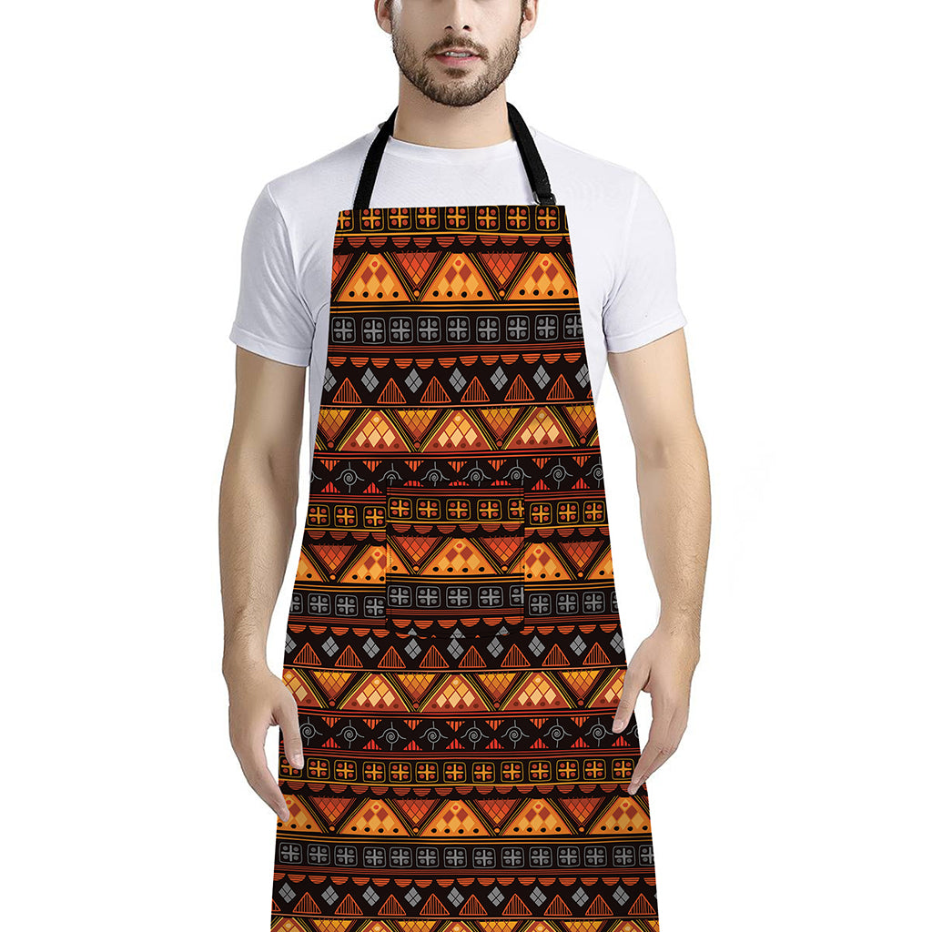 Native Tribal African Pattern Print Bib Apron With Pocket