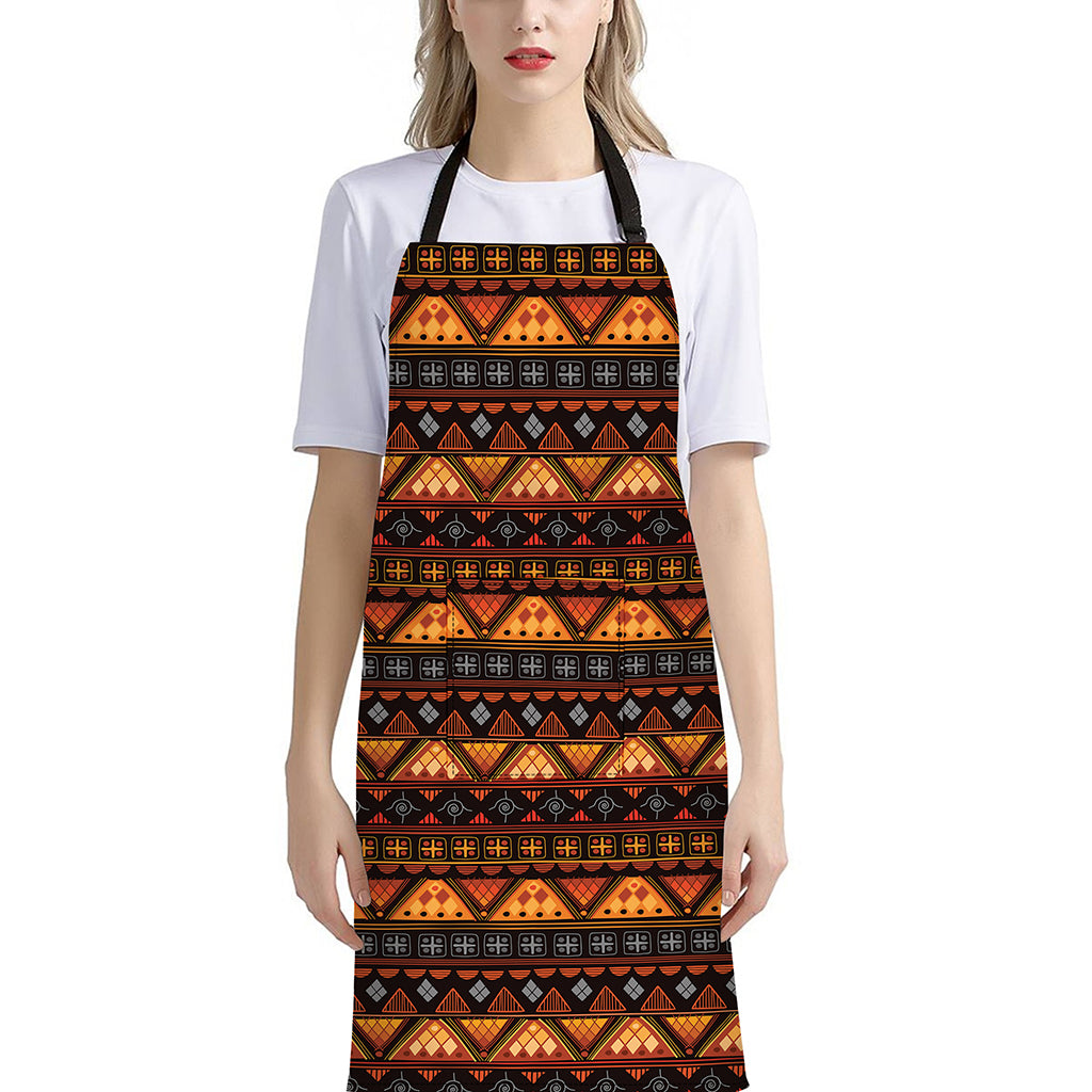 Native Tribal African Pattern Print Bib Apron With Pocket
