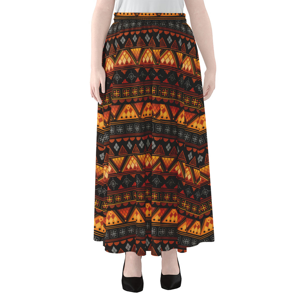 Native Tribal African Pattern Print Chiffon Maxi Skirt